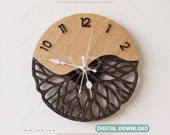 Tree of Life Multilayer Wall Clock Laser Cut File - Modern Wood Wall Art Digital Download |#726|
