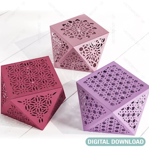 Papercut Craft Caixas de papel Embalagem para presente Favores de casamento Caixa Modelo de padrão de renda Arquivos Download digital |#118|