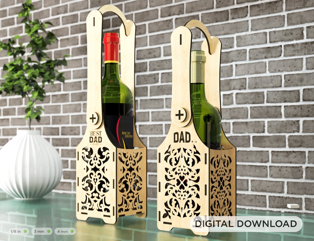 Wine Box Holder 2 Pattern Design for Laser Cut Wine Case Etsy
