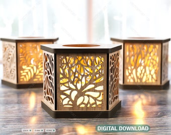 Candle Holder Laser Cut Lamp plywood Tea light Lantern Votive Gift  Wooden table Lamp Lantern Digital Download SVG |#167|