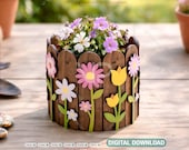 Laser Cut Wooden Flower Pot & Storage Box SVG | Fence Style Planter | Multi-Size Desk Organizer | Digital Download |#695|