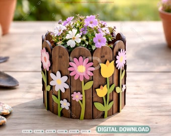 Laser Cut Wooden Flower Pot & Storage Box SVG | Fence Style Planter | Multi-Size Desk Organizer | Digital Download |#695|