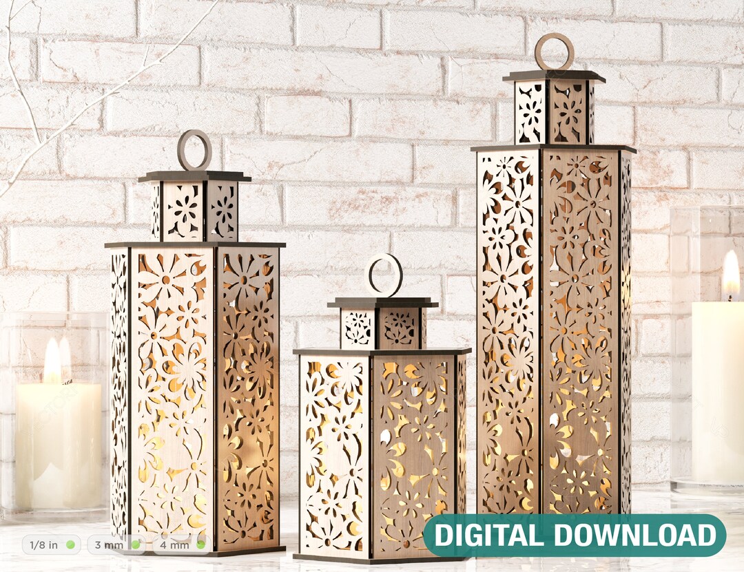 Wooden Wedding Decoration Lantern Laser Cut Centerpiece Night Light