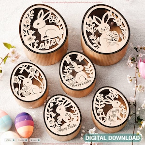 Eleganza pasquale: scatola regalo in legno a forma di uovo tagliata al laser per regali e decorazioni natalizie eleganti, download digitale fai da te /#539/