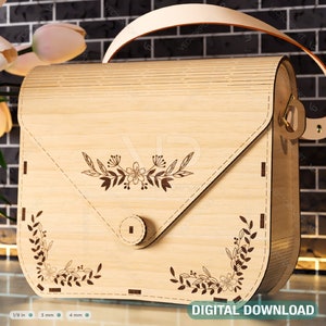 Borsa in legno tagliata al laser, borsa, borsa a mano, download digitale SVG /#243/
