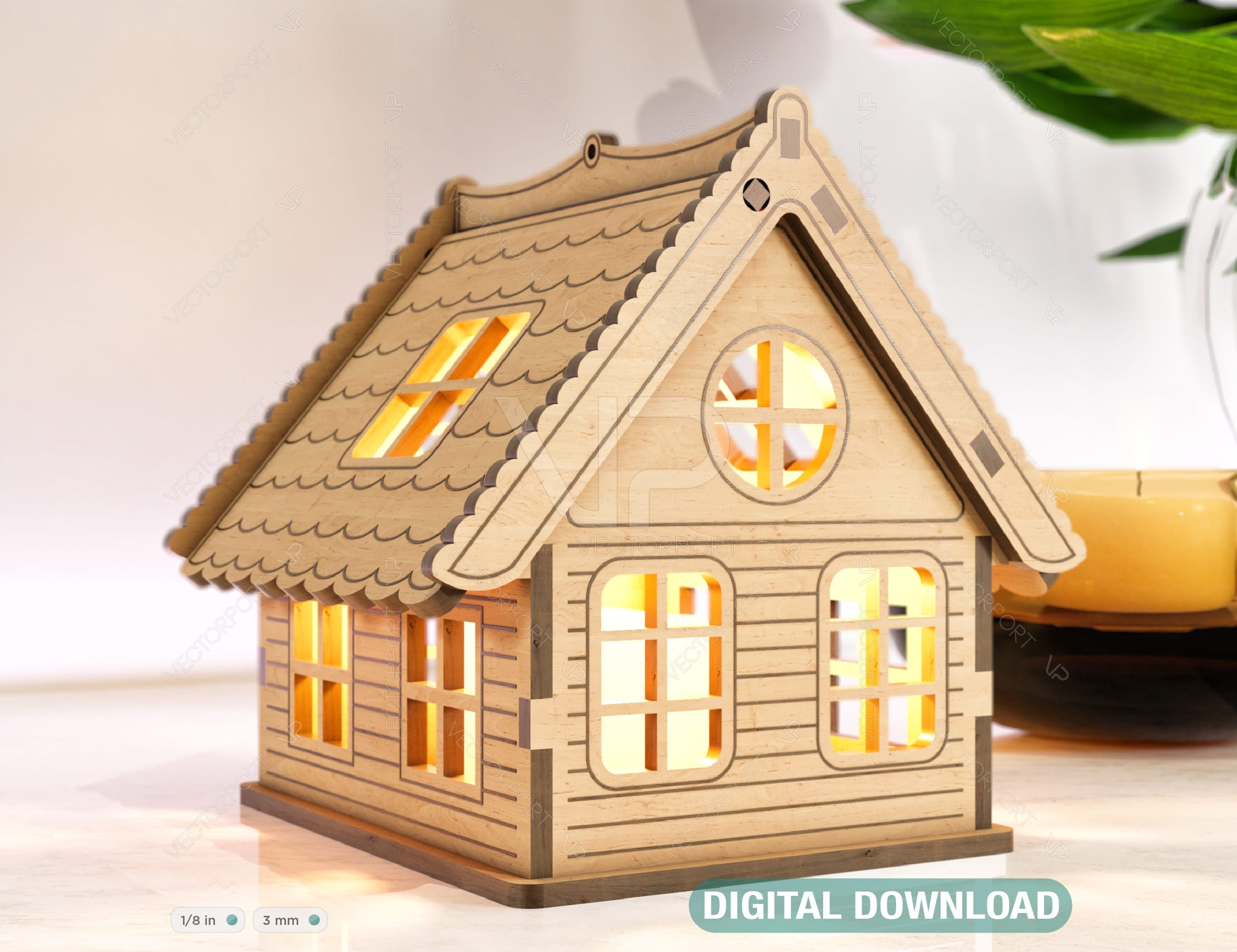 thumbnail: BOLTZE 6x Decoratieve Houten Huisjes Towny - Hoogte 15-23,5 Cm, Landelijke Interieur Decoratie
