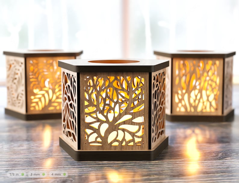 Candle Holder Laser Cut Lamp Plywood Tea Light Lantern Votive Etsy