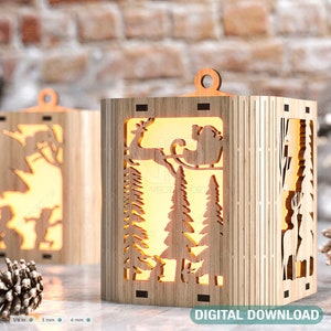 Lampada di Natale di Capodanno Luce notturna Lanterna di cervo Decorazione Decorazione dell'albero appesa Portacandele Download digitale /#273/