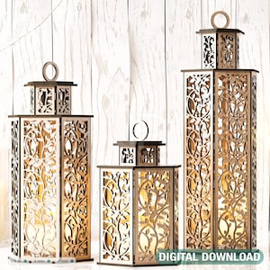 Lámpara de madera para decoración de bodas, centro de mesa cortado con láser, lámpara de noche, candelabro de mesa, descarga digital SVG /#132/