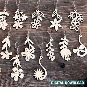 Blumen Form Ohrring Bundle SVG Schmuck Anhänger Ohrring Laser cut Cut Dateien Digitaler Download |#249|