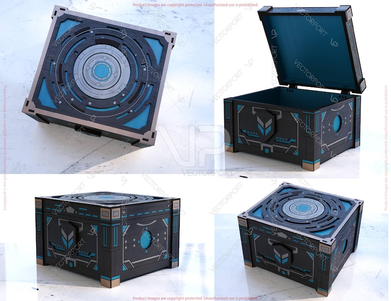 Futuristic Laser Cut Box SVG Sci-fi Wooden Storage Box High-tech ...