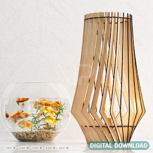 Minimalistic Modern Two Different Style Table Lamps Laser Cut lampshade plywood Cut Files SVG DXF |#168|