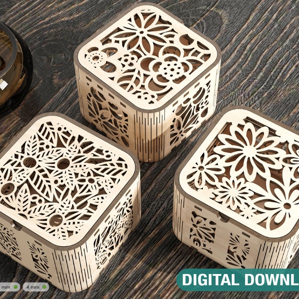 Decorative Wooden Gift box laser cut jeweler case Wedding Love vector model Glowforge cut file Digital Download |#117|