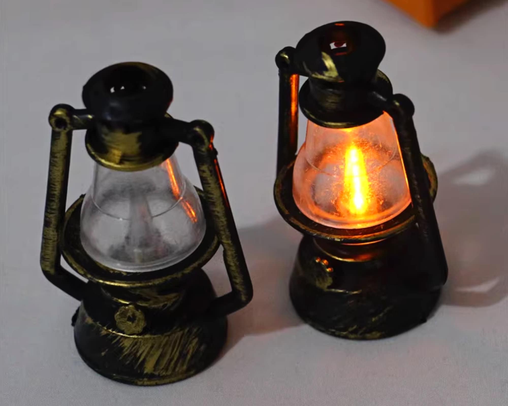 Dollhouse Brass Lamp Antique Oil Lamp Miniature Brass Lantern Post