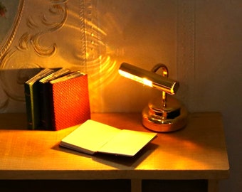 1/12 Doll house miniature table lamp, Mini gold modern minimalist wall lamp, Wall sconce for dollhouse, Dollhouse light decor, Handmade gift