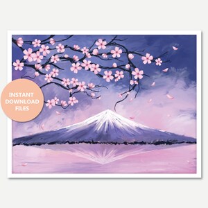Printable Mount Fuji Painting Japan Landscape Illustration - Etsy