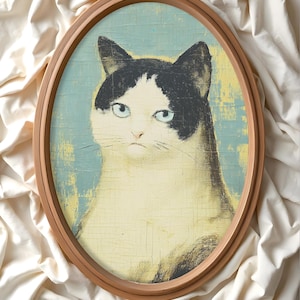 Funny Mona Lisa Cat Painting, Vintage Cat Painting Mona Lisa Style, Mona Lisa Smile Humor Cat Art Print, Hilarious Cat Art, AI art