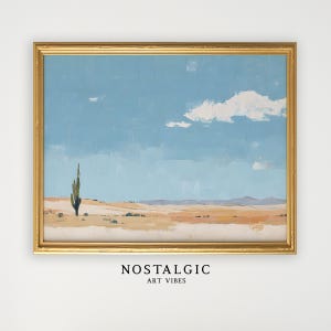 Minimalist Desert Wall Art, Printable Landscape Painting, Modern Cactus Art, Neutral Southwest Decor,  Desert Painting, Ai art