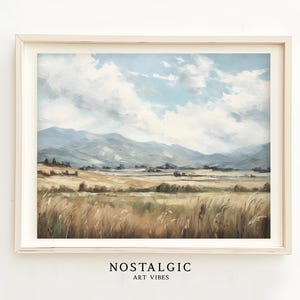 Rustic Landscape Printable Wall Art, Wheat Field Painting, Farmhouse Digital Download, Vintage Nature Home Decor Countryside AiArt Printable
