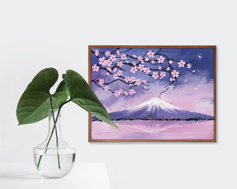 Printable Mount Fuji Painting Japan Landscape Illustration - Etsy