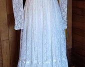 Gunne Sax Vintage 1970 39 s Ivory Full Length Lace Wedding Dress Fits Modern XS