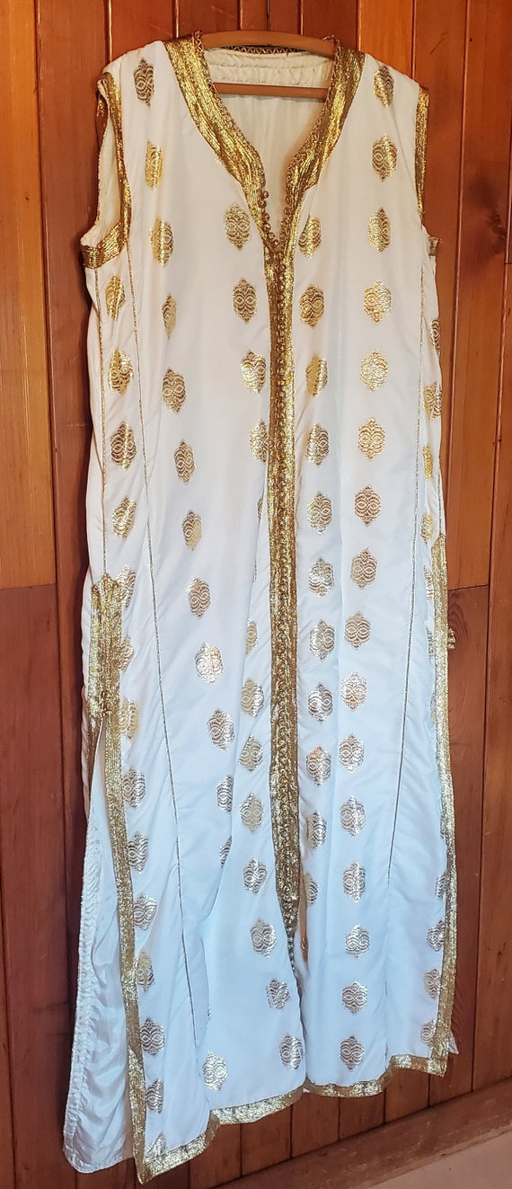 Vintage Mid-Century Handmade White and Gold Greek 