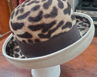 Gorgeous Vintage Leopardskin Dyed Rabbit Fur Nordstrom Hat Germany