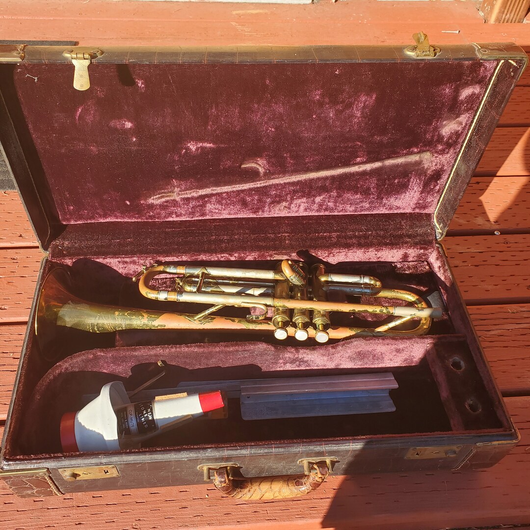 Vintage Antique Besson Brevete Trumpet Original Hard Case Etsy