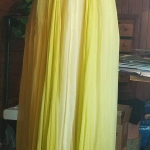 Vintage 1950's/1960's Silk Chiffon Light Lime Green Cream Formal Dress Prom image 1