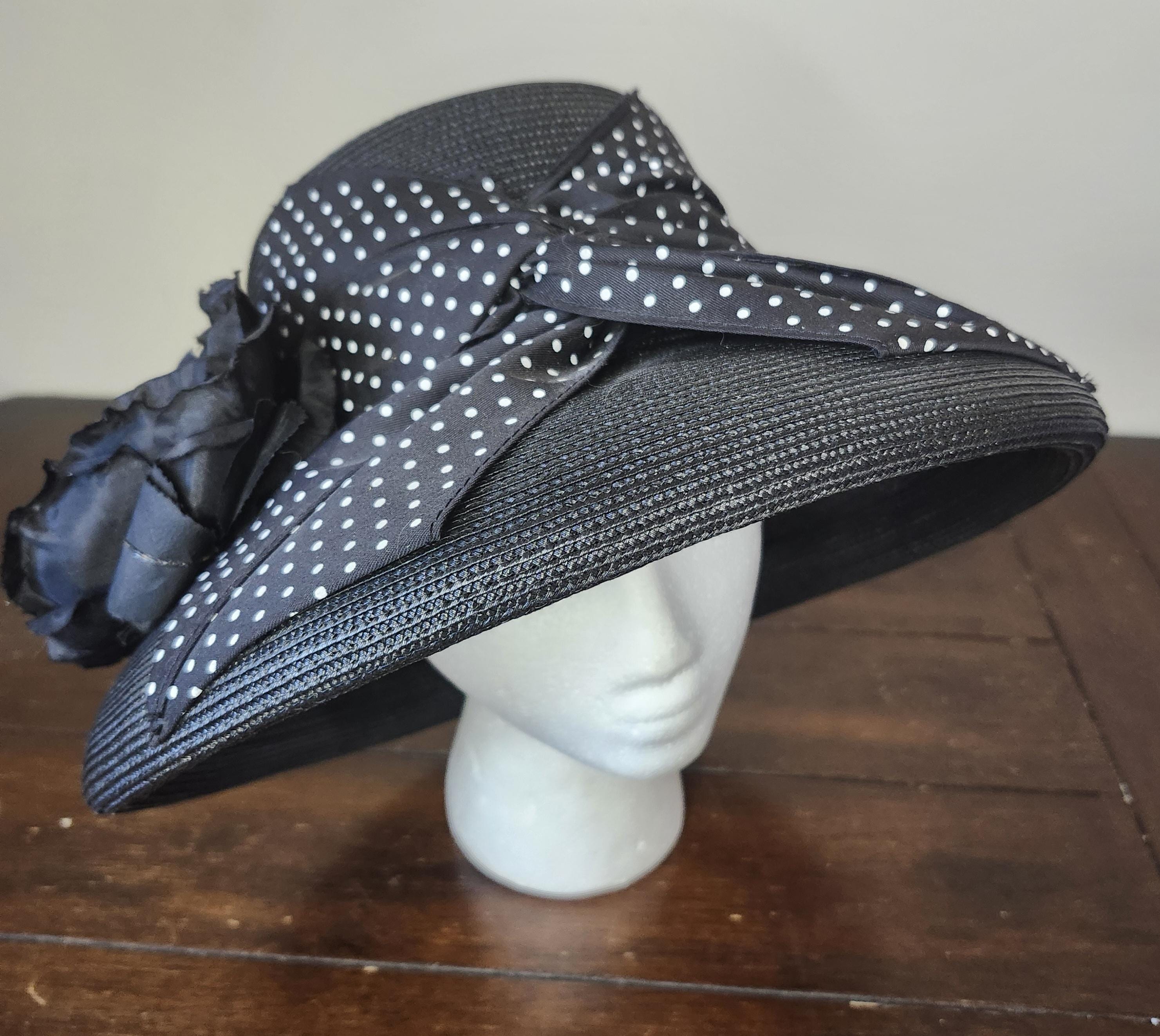Amanda Smith Vintage Black Bucket 100 % Wool Hat has a ribbon band with bow Amanda Smith Hats - Etsy main image 2