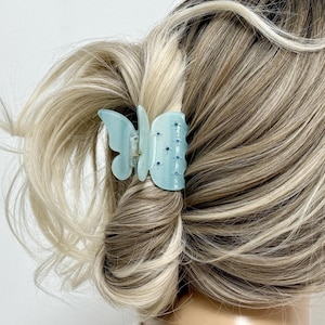 Blue Small Hair Clip,Butterfly Hair Clip,Hair Accessories,Trendy Hair Clip,Acetate Hair Clip,Girlish Hair Clip,Gift For Her,Unique Hair Claw