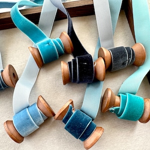 Blue velvet ribbon,Single sided Velvet,3/4 inch Wide Velvet Ribbon,DIY Bow Ribbons,Bouquet Ribbon,32 Colors to Choose from,Sell by the yard