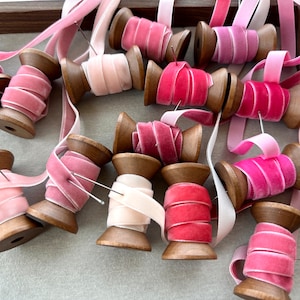 3/8&quot;Wide Pink Velvet Ribbon,Single sided Velvet, Velvet Ribbon, DIY Wedding Ribbon,Gift Packaging, Assorted colors to Choose from,