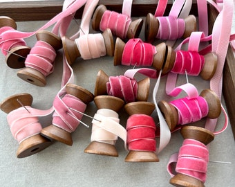 3/8"Wide Pink Velvet Ribbon,Single sided Velvet, Velvet Ribbon, DIY Wedding Ribbon,Gift Packaging, Assorted colors to Choose from,