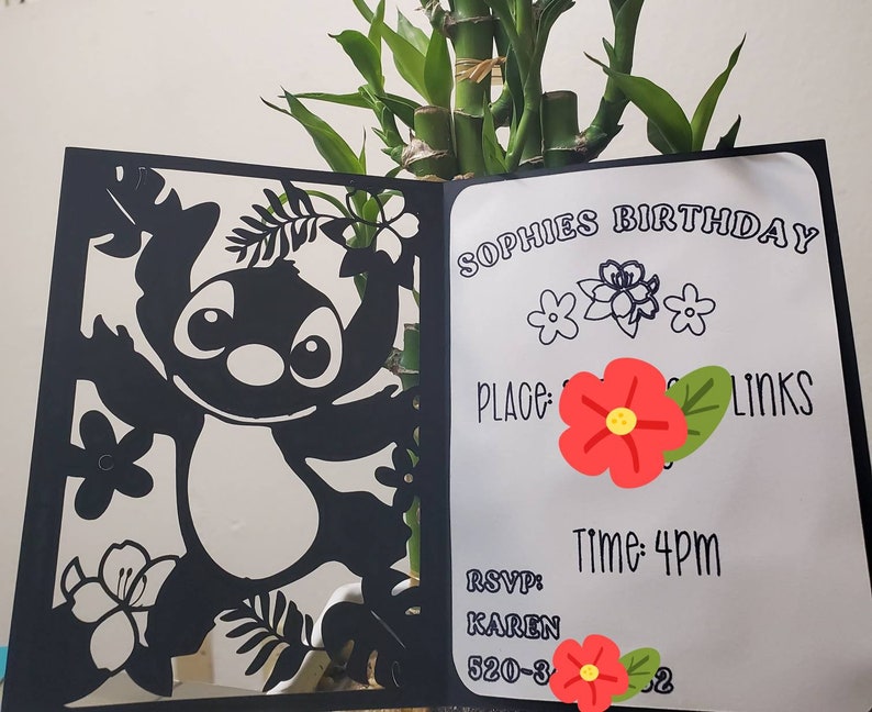 Stitch invitation laser cut svg file