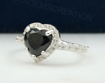 Unique Heart Cut Black Onyx Engagement Ring Vintage Moissanite Cluster Wedding Ring Promise Ring Anniversary Rings for Women Elegant Gift