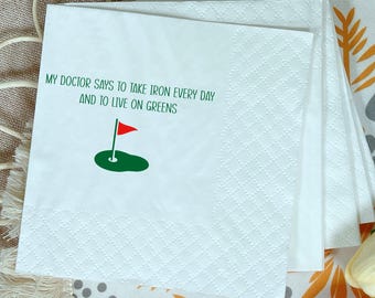 Witzige Golf-Cocktailservietten: „Mein Arzt sagt, ich soll Eisen einnehmen“