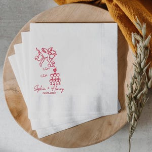 Personalized Wedding Napkins, Cin Cin Cherub Cupid,  Engagement, Bridal Shower
