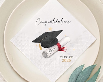 Personalized Graduation Napkins, Class of 2026 Party Supplies