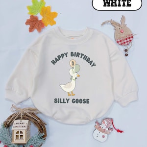 Happy Birthday Silly Goose Bubble Romper, 1st Birthday Silly Goose Bodysuit, Silly Goose Birthday, Baby Clothes, Baby Birthday Outfits
