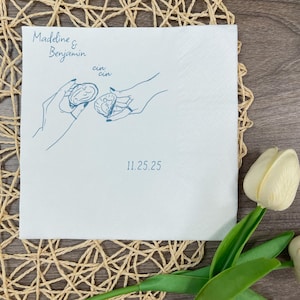 Personalized Oyster Bridal Shower Napkins: Coastal Beach Wedding Decor