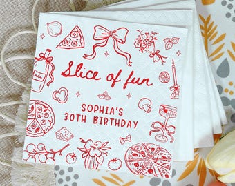 Custom Slice of Fun Pizza Birthday Napkins, Italian Birthday Theme party