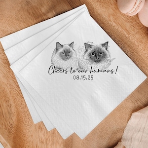 Custom Pet Portrait Wedding Napkins: Hand-Drawn Cat or Dog