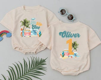 Surf Birthday Baby Romper: The Big One, Custom First Birthday