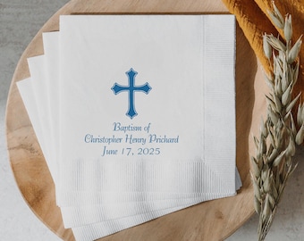 Personalized Christening Napkins: Monogrammed Baptism Party Decor