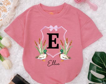 Personalized Custom Girl Mallard Ducks Baby Romper, Bow Duck Baby Girl clothes, Cute Baby Girl Outfits,  Daddy's Hunting, Baby shower Gift