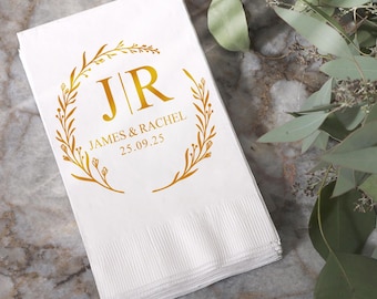 Personalized Wedding Napkins: Custom Monogram Beverage Napkins