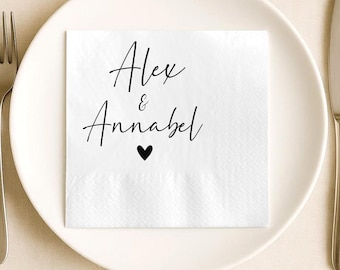 Personalizowane serwetki na lunch weselny, Serwetki na wieczór poprzedzający ślub, Serwetki zaręczynowe, Dekoracje imprezowe
