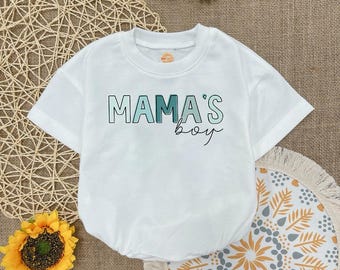 Mama's Boy Baby Romper Sweatshirt, Handmade Baby Shower Gift