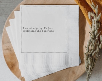 Personalized Snarky Quote Napkins, Funny Cocktail Napkins, Parties & Weddings